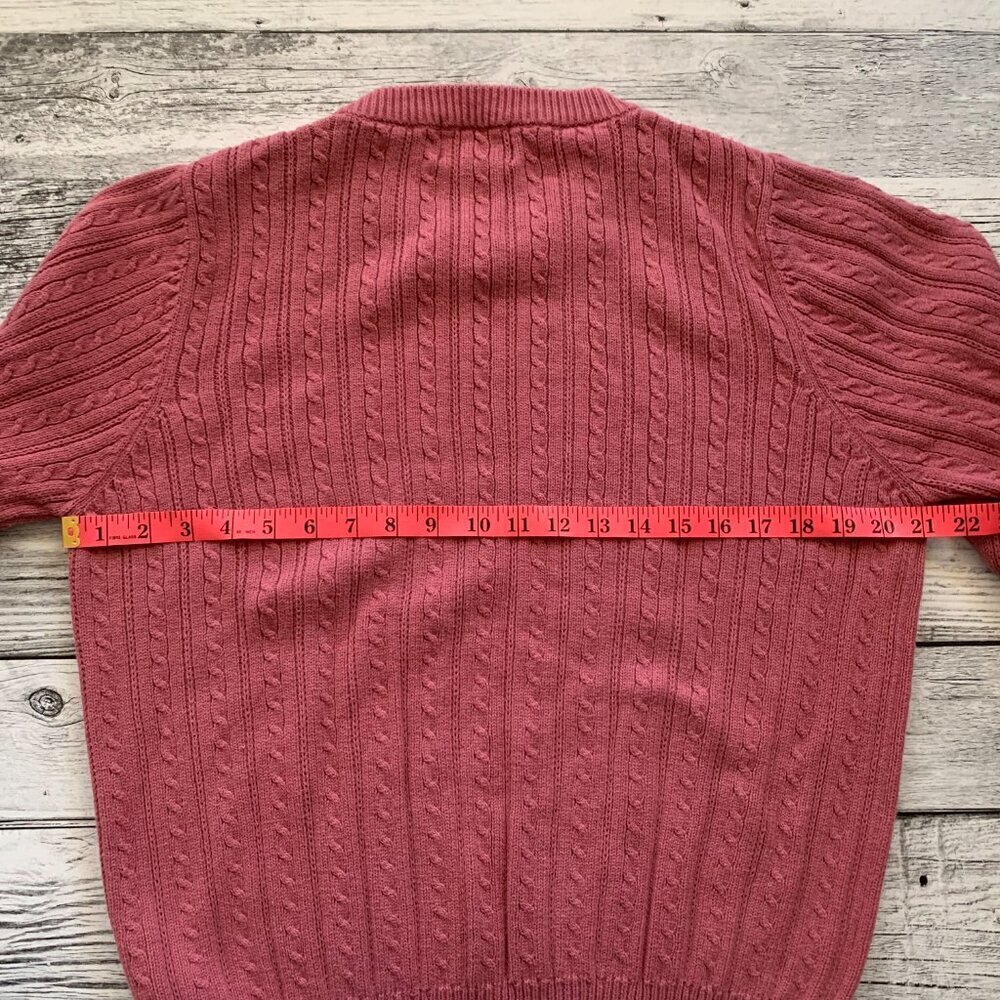 Vintage 90s Cable Knit Sweater M Pink Tradition Country Collection 80s Crewneck - Picture 10 of 14